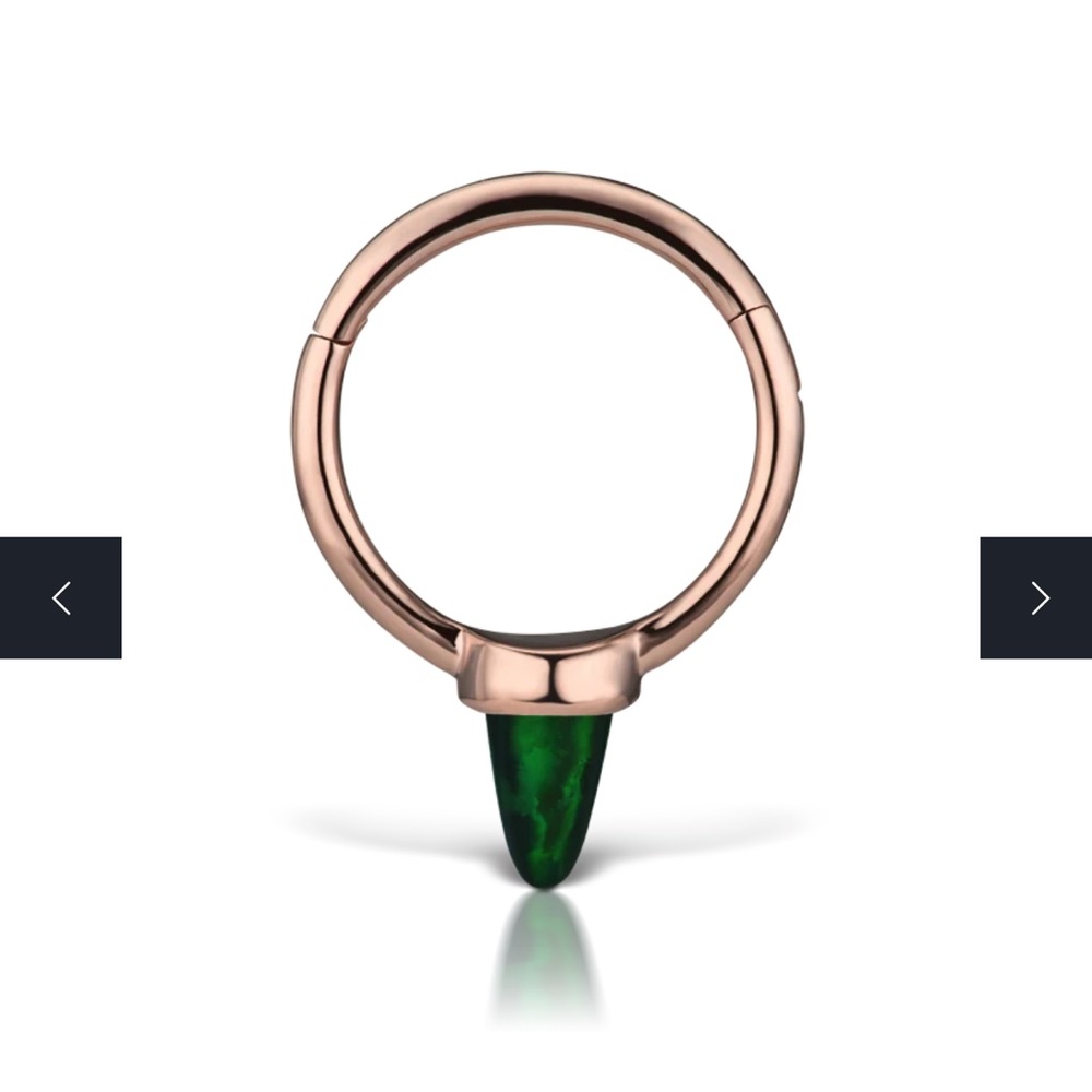 Maria Tash 6.5mm SINGLE Black Opal Spike Hoop Earring rose gold